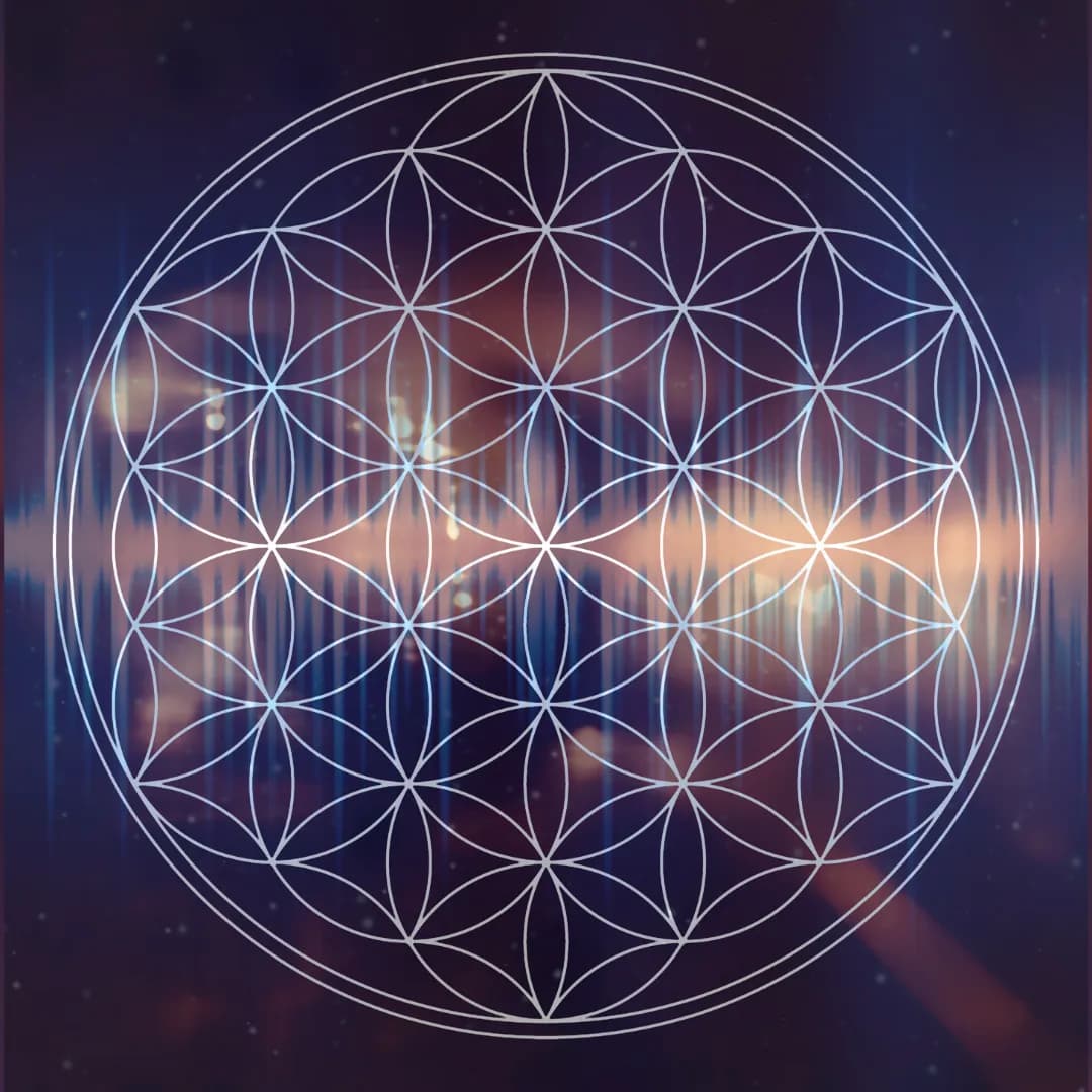 Sacred geometry flower of life pattern representing frequency resonance